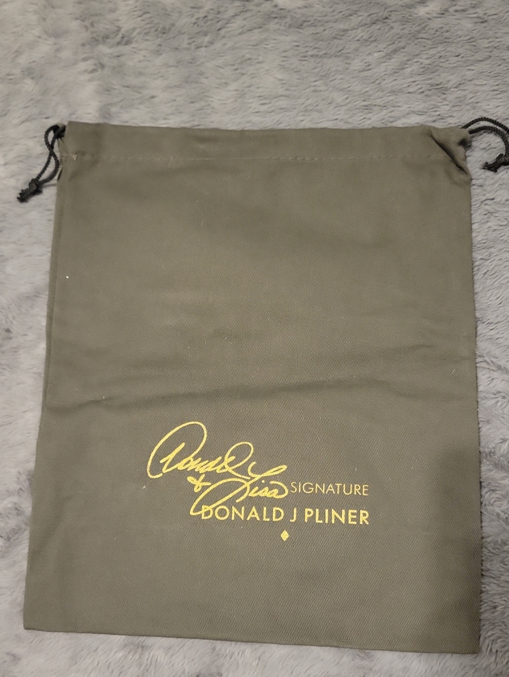 Donald J. Pliner Olive and Gold Drawstring Toiletry Bag Pouch
